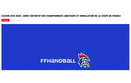 SAISON 2019-2020 : ARRET DEFINITIF DES CHAMPIONNATS AMATEURS ET ANNULATION DE LA COUPE DE FRANCE